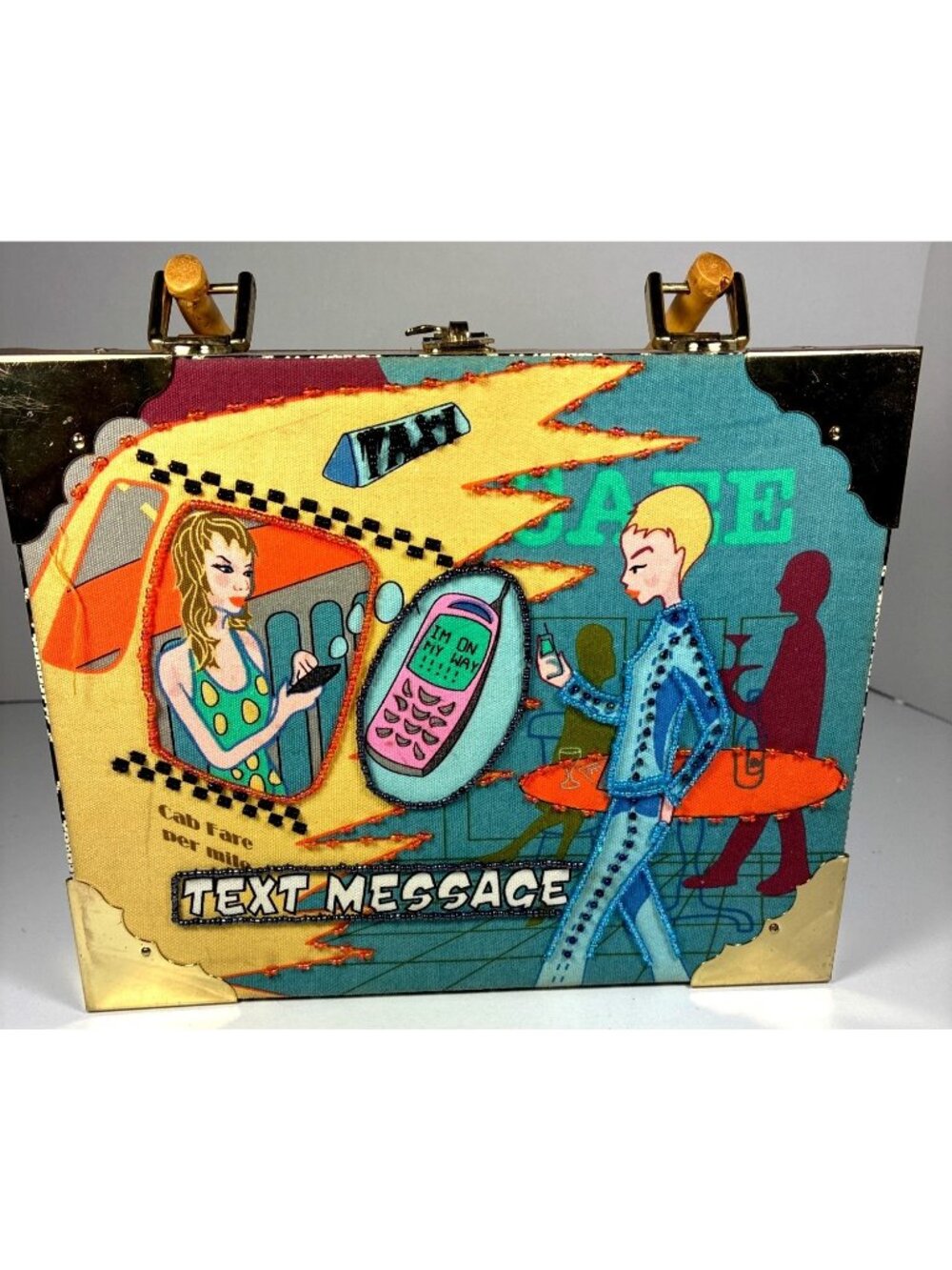 Y2K Text Message Cigar Box Purse Retro Cell Phone Novelty Bag